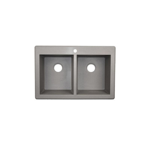 33-in D x 22-in W x 9.563-in H Granite Dual Mount Double Bowl Kitchen Sink with 1-Hole in Metallico