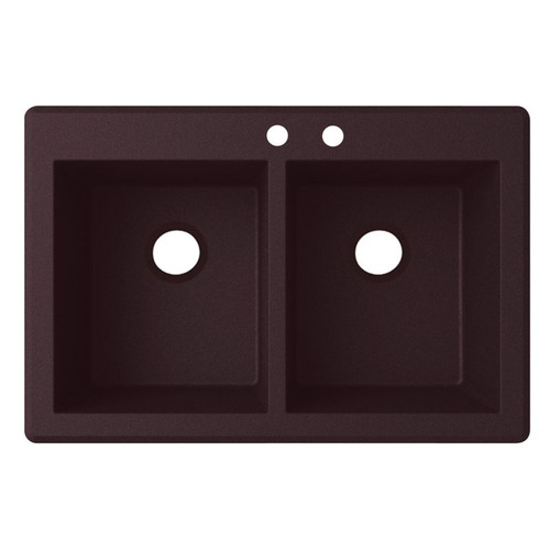 33-in D x 22-in W x 9.563-in H Granite Dual Mount Double Bowl Kitchen Sink with 2-Hole in Espresso