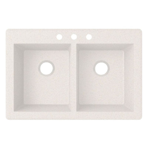 33-in D x 22-in W x 9.563-in H Granite Dual Mount Double Bowl Kitchen Sink with 3-Hole in Bianca