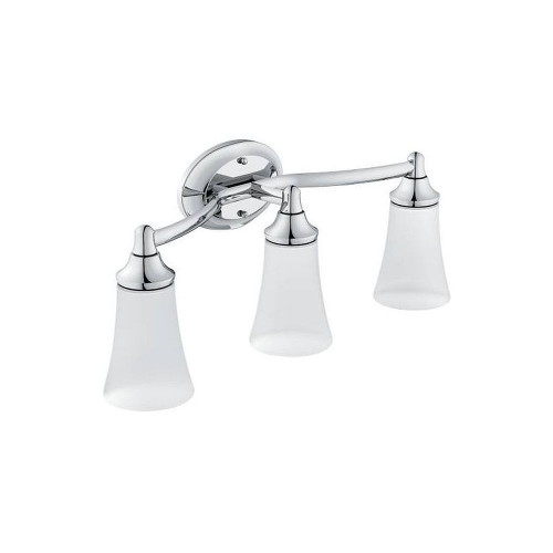 3 Light Bathroom Sconce with Frosted Shades in Chrome