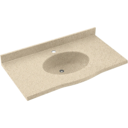 Solid Surface 37-in x 22-in Integral Single Sink Bathroom Vanity Top in Bermuda Sand