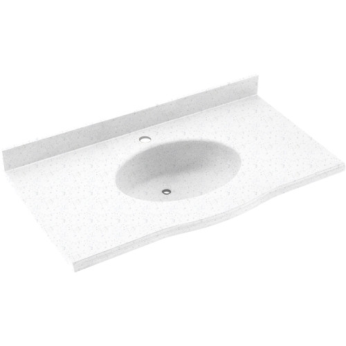EV1B2261-035 Solid Surface 61-in x 22-in Integral Single Sink Bathroom Vanity Top in Arctic Granite