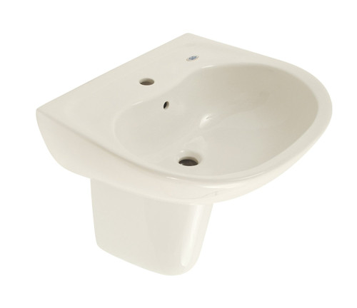 22-7/8-in Wall Mounted Bathroom Sink with Single Faucet Hole Drilled, Overflow and SanaGloss Ceramic Glaze in Colonial White