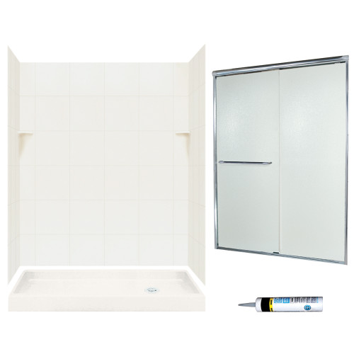 Swan SQP326R018-M58570CR 72.5-in x 60-in x 32-in 5-Piece Alcove Shower Kit in Bisque