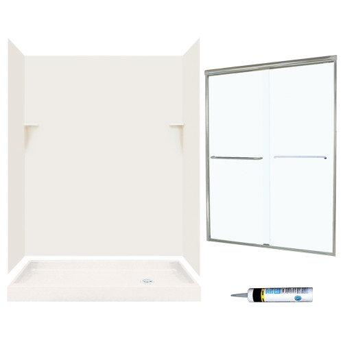 Swan SSP326R018-M58570NC 72-in x 60-in x 32-in 5-Piece Alcove Shower Kit in Bisque