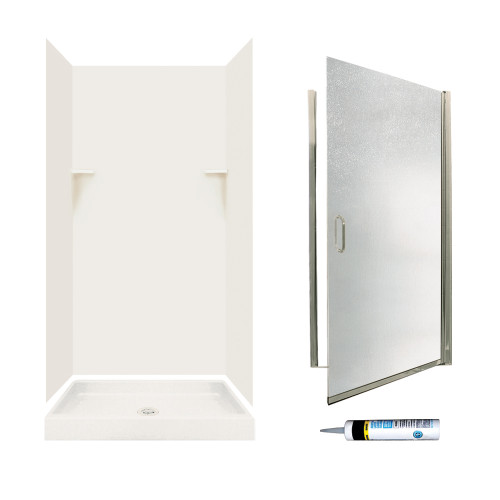 stone 72-in x 36-in x 36-in 5-Piece Alcove Shower Kit in Bisque