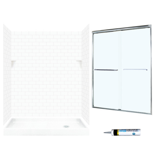 STP326R010-M58570CC 72.5-in x 60-in x 32-in 5-Piece Alcove Shower Kit in White