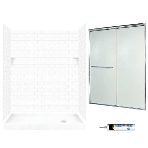 STP326R010-M58570CR 72.5-in x 60-in x 32-in 5-Piece Alcove Shower Kit in White