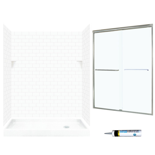 STP326R010-M58570NC 72.5-in x 60-in x 32-in 5-Piece Alcove Shower Kit in White