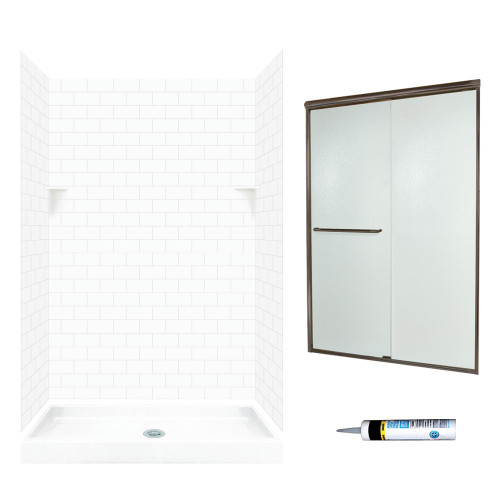 Swan STP3448010-M46570BR 72.5-in x 48-in x 34-in 5-Piece Alcove Shower Kit in White