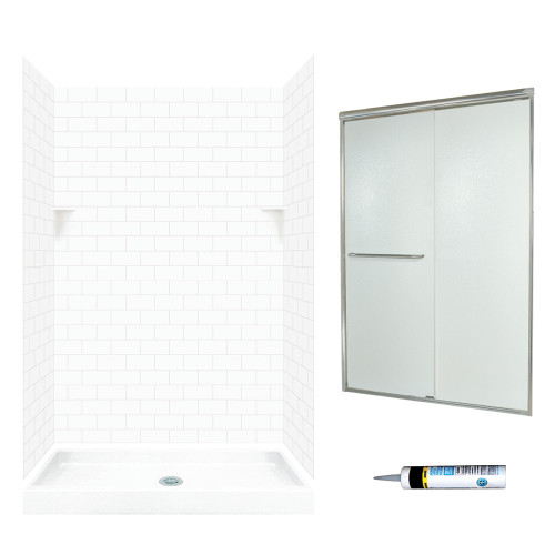 Swanstone 72.5-in x 48-in x 34-in 5-Piece Alcove Shower Kit in White