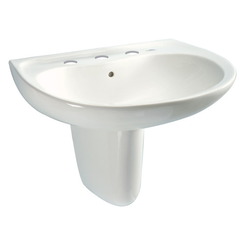 Toto LHT242.8G#11 26-in Wall Mounted Bathroom Sink with 3 Faucet Holes Drilled, Overflow and SanaGloss Ceramic Glaze in Colonial White