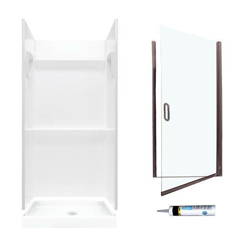 SVP3636010-M32570BC 73.25-in x 36-in x 36-in 3-Piece Alcove Shower Kit in White