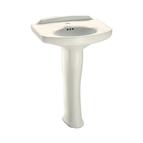 24-1/4-in Pedestal Bathroom Sink with Single Faucet Hole Drilled and Overflow, Pedestal Included in Sedona Beige