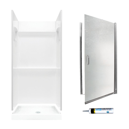 SVP3636010-M32570CR 73.25-in x 36-in x 36-in 3-Piece Alcove Shower Kit in White