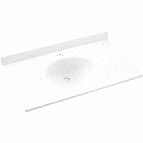 Solid Surface 43-in x 22-in Integral Single Sink Bathroom Vanity Top in Arctic Granite