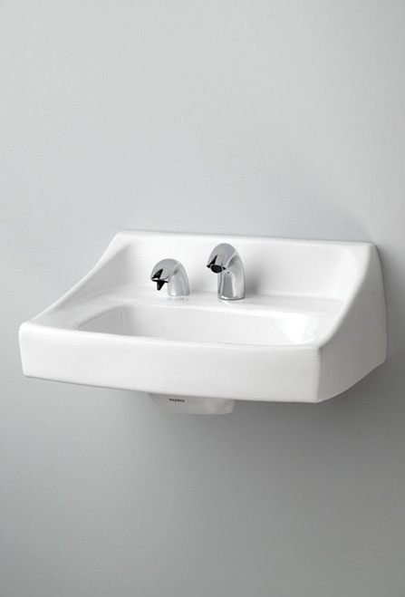 21-in Wall Mounted Bathroom Sink with Single Faucet Hole and Soap Dispenser Hole Drilled and Overflow in Cotton