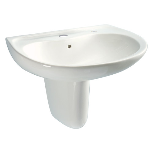 26-in Wall Mounted Bathroom Sink with Single Faucet Hole Drilled, Overflow and SanaGloss Ceramic Glaze in Colonial White