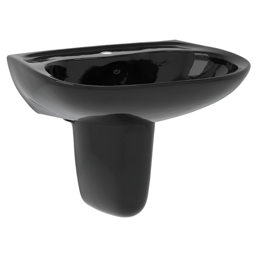 26-in Wall Mounted Bathroom Sink with Single Faucet Hole Drilled and Overflow in Ebony
