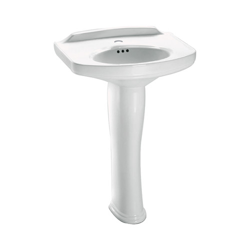 24-1/4-in Pedestal Bathroom Sink with Single Faucet Hole Drilled and Overflow, Pedestal Included in Colonial White