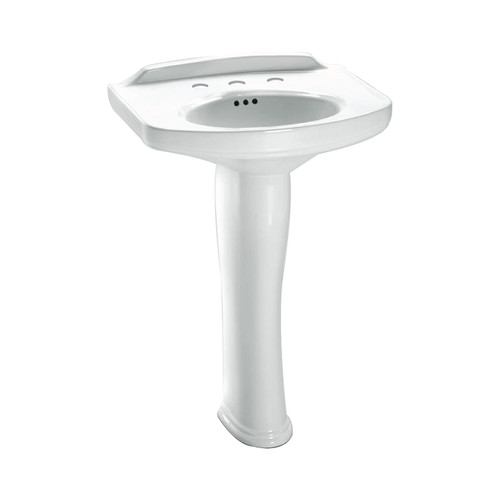 24-1/4-in Pedestal Bathroom Sink with 3 Faucet Holes Drilled and Overflow, Pedestal Included in Cotton