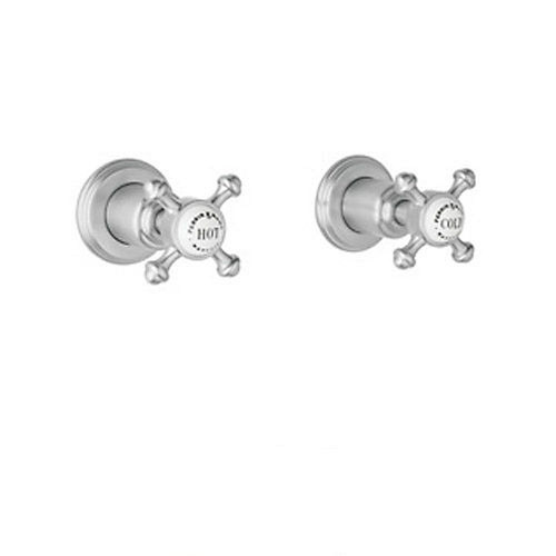 Pair of 1/2in Concealed Wall Valves in Polished Chrome
