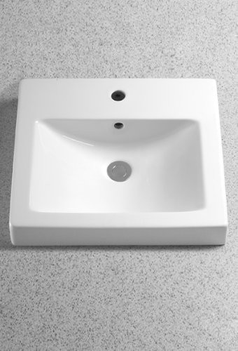 20-in Fireclay Drop In Bathroom Sink with Single Faucet Hole Drilled and Overflow in Cotton