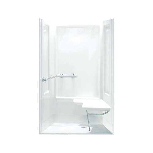 Sterling 62050115-0 72-in x 39.375-in x 39.375-in Vikrell Wall and Floor 4-Piece Alcove Shower Kit in White