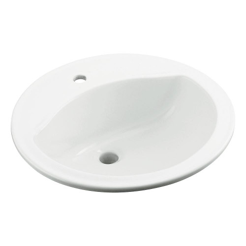 19-in x 19-in x 8-in Vitreous China Drop-In Round Bathroom Sink with Single Faucet Hole in White