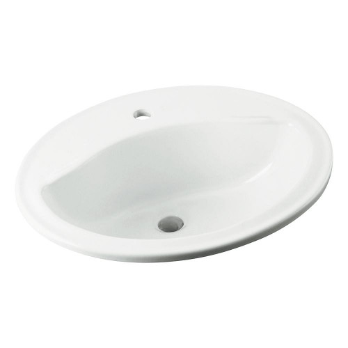 20-in x 17-in x 8-in Vitreous China Drop-In Oval Bathroom Sink with Single Faucet Hole in White