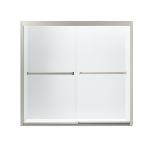 59.37-in x 55.12-in Frameless Bathtub Door in Nickel with Clear Glass