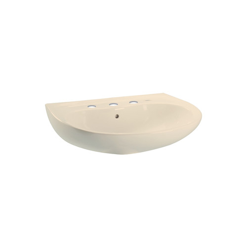 26-in Wall Mounted Bathroom Sink with 3 Faucet Holes Drilled, Overflow and SanaGloss Ceramic Glaze in Bone