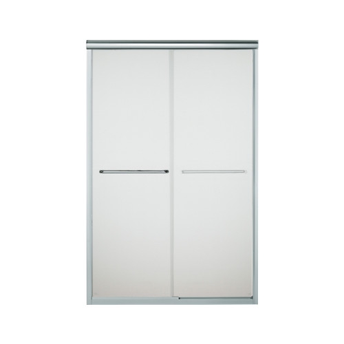 42.625-in to 47.625-in W x 70.0625-in H Frameless Sliding Shower Door in Silver with Frosted Glass Pattern