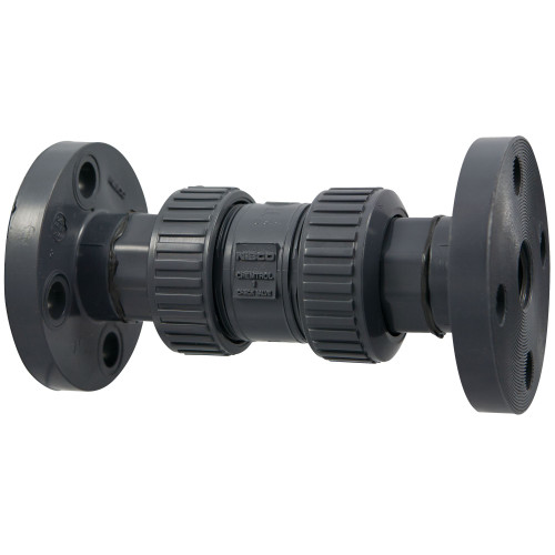 F45BC-V 3/4 FLG TU BALL CK FKM PVC, Ball Check Valve - Flanged, True Union, PVC Schedule 80, FKM, F45BC-V