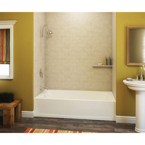 60-in x 30-in A2 Composite Soaking Alcove Bathtub with Left Hand Drain in White