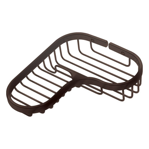 Brass Wall Mounted Wire Corner Basket in Oil Rubbed Bronze