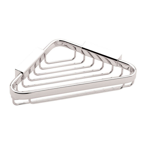 6in Wall Mounted Brass Corner Shower Basket in Polished Chrome