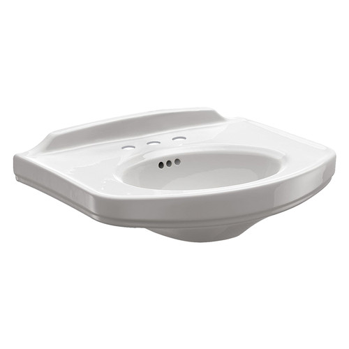 24-1/4-in Pedestal Bathroom Sink with 3 Faucet Holes Drilled and Overflow, Less Pedestal in Cotton