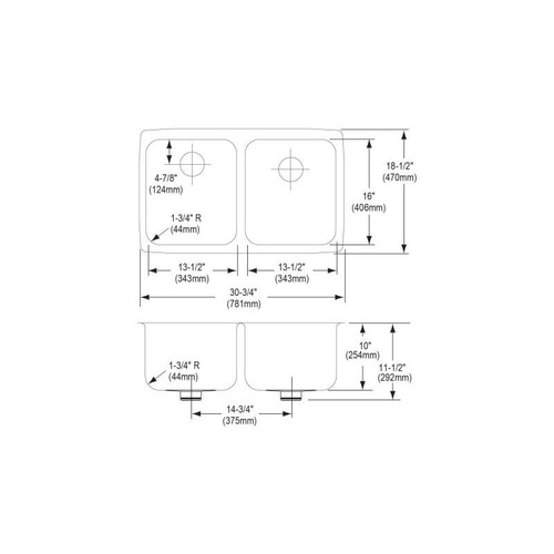 Elkay ELUH311810PD Stainless Steel Double Bowl Undermount Sink Kit with Perfect Drain in Lustrous Highlighted Satin