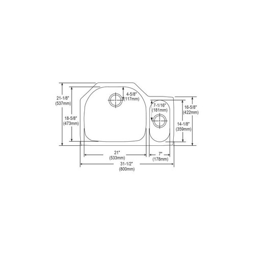 Elkay ELUH322110R Stainless Steel Double Bowl Undermount Sink in Lustrous Highlighted Satin