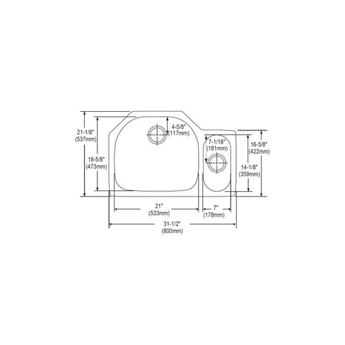 Elkay ELUH3221R Stainless Steel Double Bowl Undermount Sink in Lustrous Highlighted Satin
