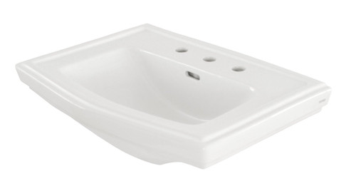 27-in Pedestal Bathroom Sink with 3 Faucet Holes Drilled and Overflow, Less Pedestal in Cotton