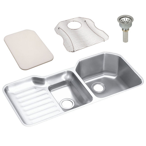 Stainless Steel Double Bowl Undermount Sink Kit in Lustrous Highlighted Satin