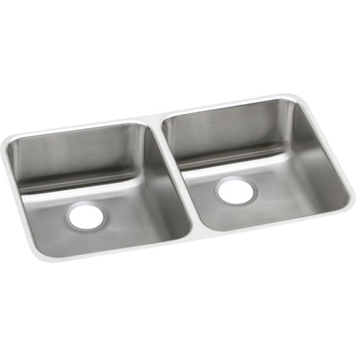 Elkay ELUHAD311845 Stainless Steel Double Bowl Undermount Sink in Lustrous Highlighted Satin