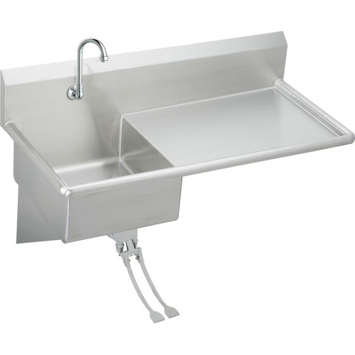 Elkay ESS4924RFC Commercial Service Sink Package with Single Faucet Hole in Buffed Satin