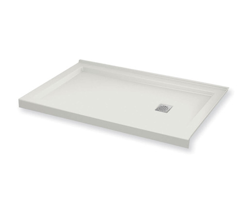 60in x 30in Rectangular Corner Right Acrylic Shower Base with Right Hand Drain, in White