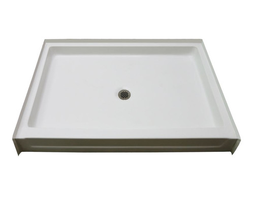 48-in x 36-in Rectangular Alcove AcrylX Shower Base with Center Drain and Low EasyStep Threshold, in White