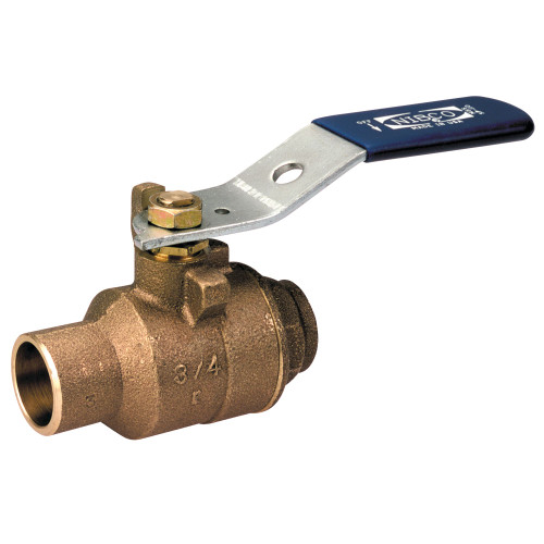 S58070 2 W/LEVER HDL, Two-Piece Bronze Ball Valve - Conventional Port, Solder Ends, S-580-70  - Box of 10