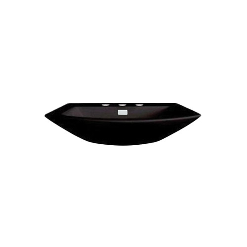 29-1/2-in Pedestal Bathroom Sink with 3 Faucet Holes Drilled and Overflow, Less Pedestal in Ebony