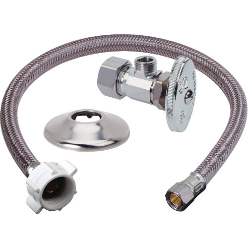 1/2 in. Nom Comp x 3/8 in. O.D. Comp With Metal Nut 3/8 in. Comp x 7/8 in. Ballcock Toilet Multi-Turn Angle Stop, Braided Polymer Connector